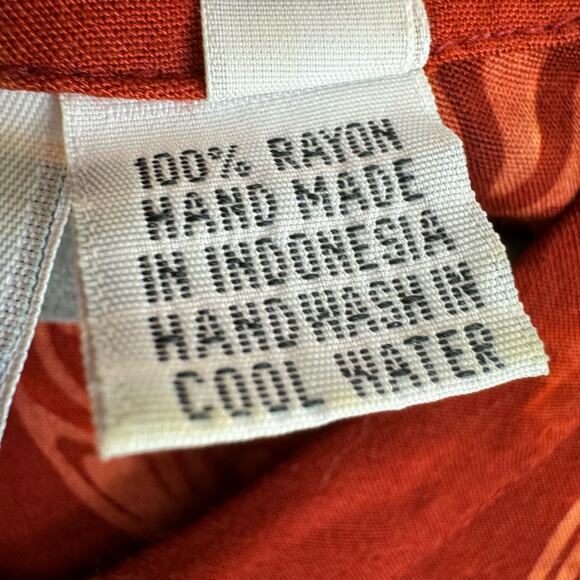 Smithsonian Institution Orange Short Sleeve Pleated Rayon Long Button Up Dress L - Picture 7 of 7